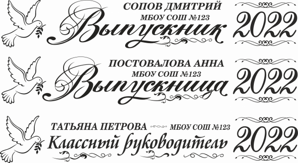 007 Лента выпускнику именная сатиновая